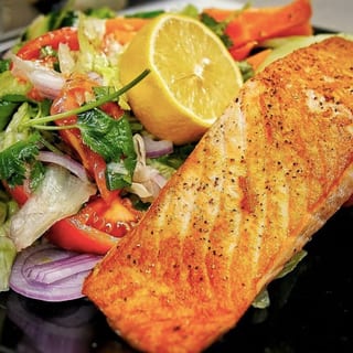 Salmon Steak Grilled to Perfection - Lunch Special